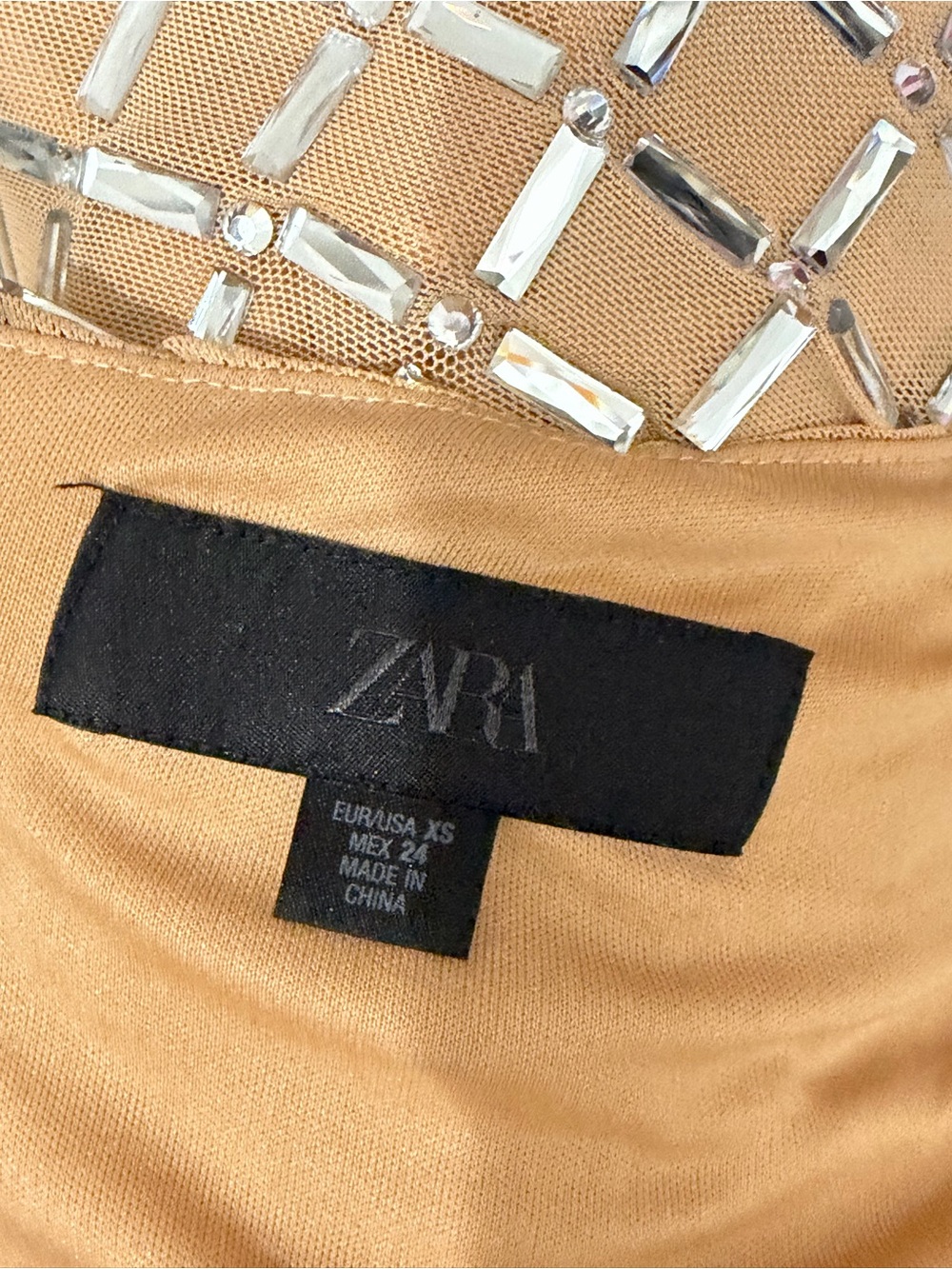 Zara Nude Crystal-Grid Halter Maxi Dress - Picture 3 of 5